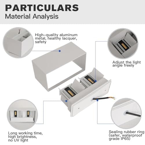 FUPE 25W LED Applique Murale Exterieur Intérieure Applique Extérieure IP65 Imperméable Moderne Aluminium Appliques Murale Extérieure Lampe Lumière Angle Réglable, Blanc 3000k Blanc Chaud