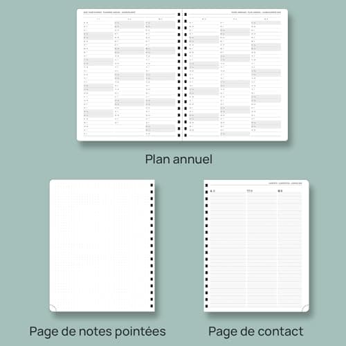 POPRUN Agenda 2025 Semainier 25,5 x 21,5cm D'août 2024 à déc 2025, Planner Vertical Scolaire 17 Mois avec Couverture Rigide Spirale, Poche intérieur, Papier Certifié FSC®80 g/m2 - Rose Clair