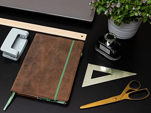 skaard Carnet de Notes | A5 | Papier Recyclé Pointillé | Cuir Vintage | Design Verde | Rechargeable
