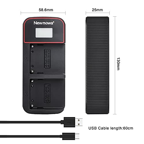 Newmowa NP-F550 Batterie de Remplacement (Pack de 2) et écran LCD Intelligent Double Chargeur USB pour Sony NP-F550 et Sony CCD-SC55 TR516 TR716 TR818 TR910 TR917