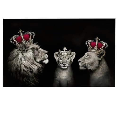 VTRXEG Image Famille de Lions Couronné Lion Poster Faune Impressions d'art Moderne Salon Chambre Décoration Intérieure Sans Cadre (B, 20x40cm)