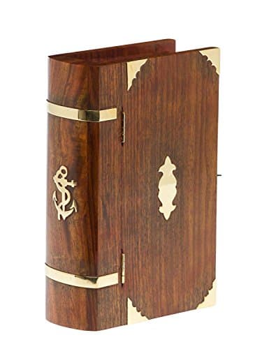 Livre factice verrouillable boîte à bijoux boîte en bois boîte ancre de