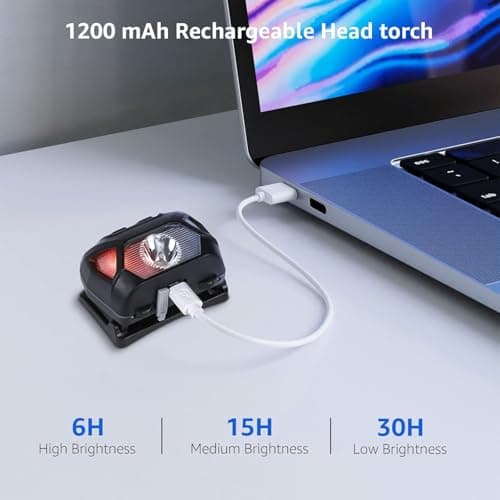 LE - Lampe Frontale LED Rechargeable Puissante, D500 Torche Frontale LED USB 2000lux Lumière Blanche et Rouge 6 Modes d'Éclairage IPX6 pour Cyclisme, Camping, Randonnée, Bricolage - 2 Pcs