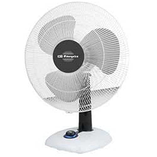 ORbegozo TF 0133 - Ventilateur de table, oscillant, 3 vitesses, hélices de 30 cm de diamètre, poignée, 40 W, témoin lumineux à LED, blanc