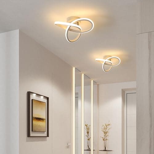 Osairous Plafonnier LED Moderne, 22W 2500LM Lampe de Plafond Blanc Chambre, Luminaire Plafonnier Cuisine en Aluminium pour Balcon Salon Couloir, Blanc Chaud 3000K, Dia 25cm