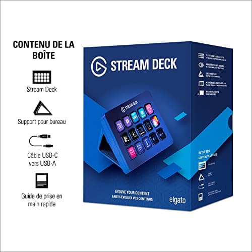 Elgato Stream Deck MK.2 – Contrôleur de studio, 15 touches macro, déclenchement d’actions dans les applications et les logiciels comme OBS, Twitch, YouTube et d’autres, compatible Mac et PC