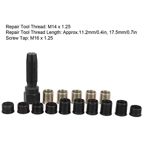 Outil de réparation de filetage, Outils et dépannage Kits de réparation de filetage de bougie d'allumage M14x1.25 Kit de rechapage en acier au carbone