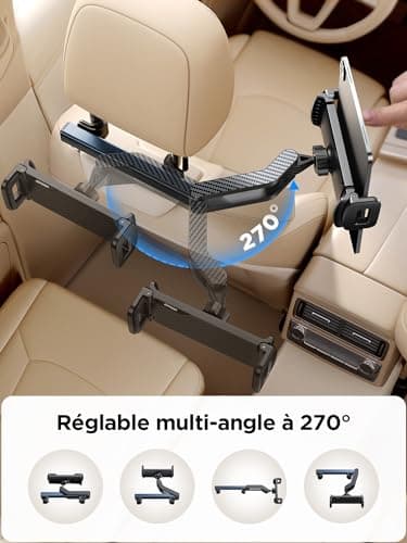 JOYROOM Support Tablette Voiture pour Appuie-tête, Support iPad Voiture avec Bras d'Extension Pliable, Porte Tablette Voiture pour iPad/Galaxy Tab/Fire et Tous Les Appareils 4,7 à 12,9 Pouces