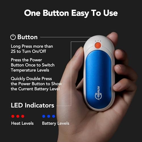 J-BRAUV Lot de 2 Chauffe-Mains Rechargeables à Double Face, 14 000 mAh, sans Fil, 3 Modes, idéal pour Le Golf, Les activités en extérieur et Le Froid (Noir, Taille Poche)