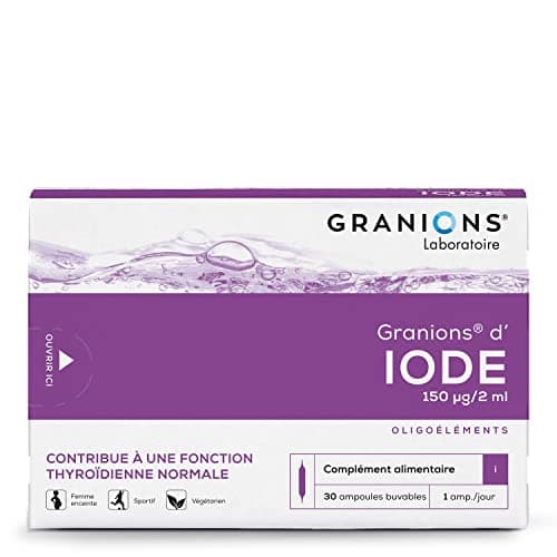 GRANIONS Iode Contribue à une fonction thyroïdienne normale Iode 150 μg Marque Française 30 ampoules