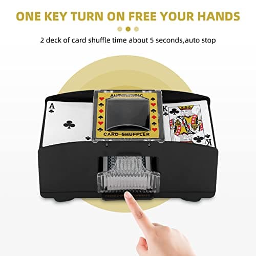 ZONJIE Mélangeur de Cartes Automatique à 2 Plateaux, mélangeur électronique de Cartes de Poker de Casino, Fonctionne avec des Piles USB/AA – Trieur de Cartes à Un ou Deux Jeux de Cartes