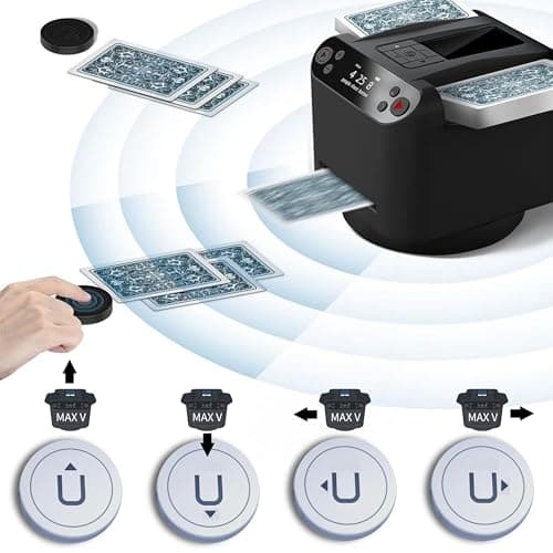 CUIYKAI Mélangeurs de Cartes et distributeurs automatiques 2 en 1,Distributeur de Cartes Rotatif 360 °avec Télécommande sans Fil,pour Le Poker,Le Blackjack