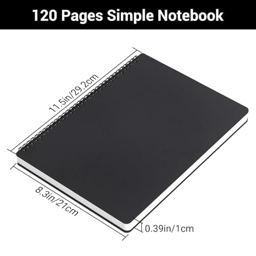 Yarotm Carnet de Notes A4 - Cahier Spirale Bloc Note Croquis - Lot de 2 Cahiers Pointillé a Point - 100g Papier 120 Pages - Noir Couverture Rigide