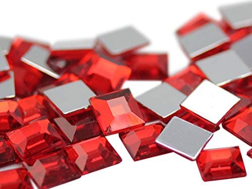 5mm Flat Back Square Acrylic Rhinestones Tiny Face Gems Body Jewels Card Making Embelishments - 100 Pieces (Red Ruby A05)