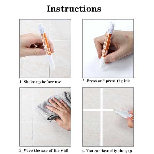 Topspitgo Stylo Joint Carrelage Marqueur pour Joints de Carrelage de Sol Salle de Bain et de Cuisine Murs pour Rénovation Restauration (BeigeBlanc)