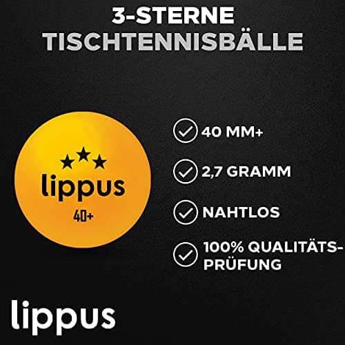 lippus Balles de Tennis de Table 3 Star [35 pièces] Set - 18 Balles de Tennis de Table Blanches et 17 Orange + Sac DE Stockage - Caractéristiques de Jeu idéales