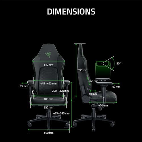 Razer Iskur V2 - Chaise de Jeu avec Support Lombaire adaptatif (Cuir synthétique de qualité EPU, Coussins en Mousse Haute densité, accoudoirs 4D, Courbe Lombaire entièrement réglable) Vert