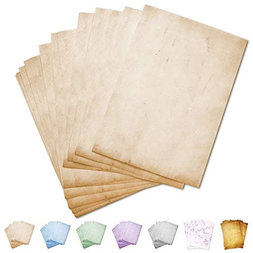 Papeterie Vintage | Papier à Lettre | 50 feuilles| Beige Marbré | Format DIN A4 (21,0 x 29,7 cm) | 90 g/m2 grammage | imprimé recto-verso, convient à toutes les imprimantes