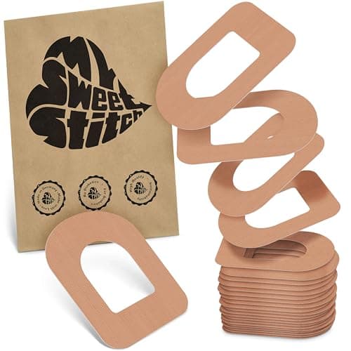 MySweetStitch | Patch de fixation pour Omnipod | Imperméable, respirant et non irritant pour la peau (25 pièces) | extérieur Ø 95 x 72mm | Beige