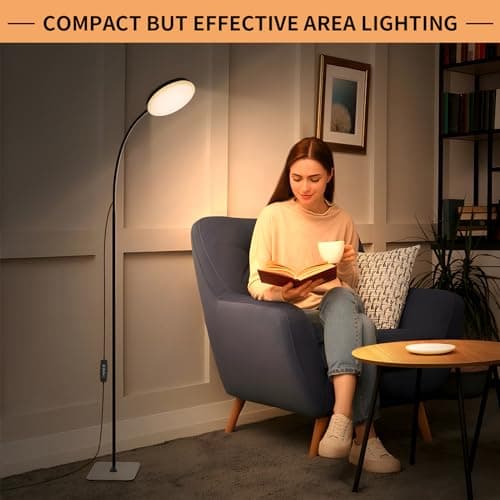 Mojimdo Lampadaire, [3 couleurs & 10 luminosités] Liseuse LED fine sur pied, Lampadaire flexible réglable par variateur pour chambre d'enfant, bureau, salon, coin lampe de chevet