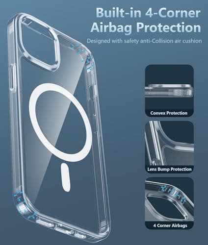 FNTCASE Coque pour iPhone 13 : iPhone 14 - Protection magnétique Militaire Contre Les Chutes - Anti-jaunissement - Coque de Protection Robuste et Durable résistante aux Chocs - 6,1"