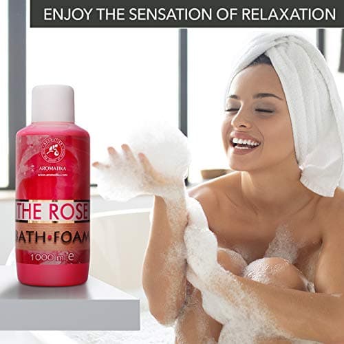 Mousse de Bain à Huile Essentielle Absolue de Rose 1000ml - Soin du Corps - Bon Sommeil - Beauté - Bain - Soin du Corps - Bien-être - Détente - Aromathérapie - Spa