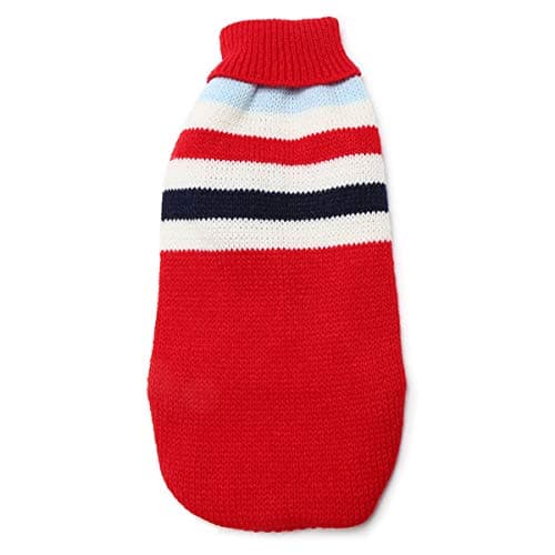 Petyoung Pull à Rayures Tendance pour Chien - Manteau en Tricot de Laine Chaud et Doux pour l’Hiver - Vêtements pour Chiens de Taille Petite, Moyenne et Grande (Rouge, 24" L)