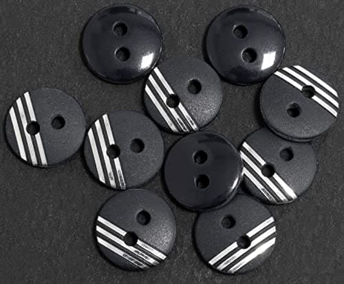 AERZETIX - C65632 - Lot de 10 Boutons de couture plats et ronds Ø18x3 mm à 2 trous 28L L28 - ouverture 2.3 mm - couleur bleu foncé/argent - en plastique - manteaux mercerie vêtements décoration