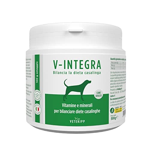 V-INTEGRA Chien Adulte - Supplément Complet Riche en vitamines et minéraux pour la Ration ménagère et Barf des Chiens Adultes - 500 g - Produit en Italie