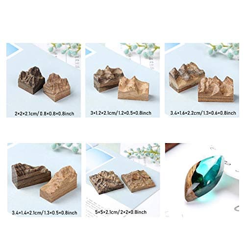 Woohome 31 PCS Silicone Moules Bois de Santal Ebène Cassé, 5 PCS en Bois de Peak Mountain et Outils de Production pour Fournitures de Fabrication de Bijoux, Pendentif, Sceau, Brun Clair