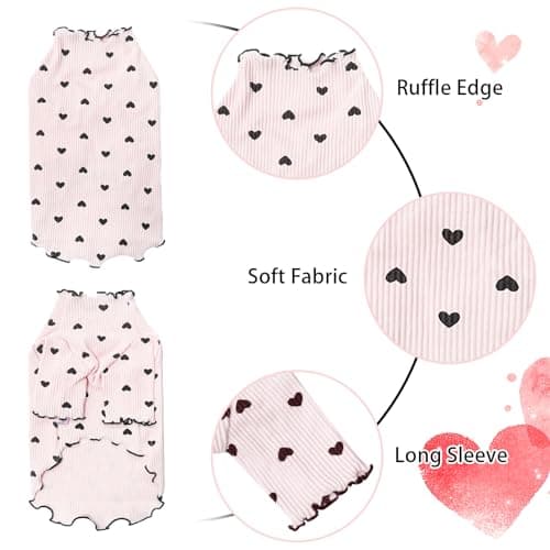 Yaopelky Vêtements pour petits chiens et chats – Été et automne – Chemise extensible à volants à manches longues pour chihuahua, schnauzer, Shih Tzu Yorkie (rose, taille S)