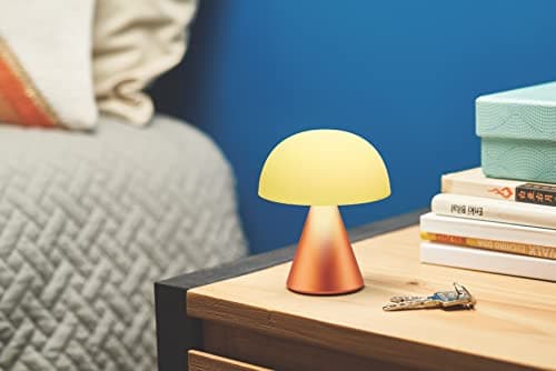 Lexon MINA M Lampe LED à poser sans fil rechargeable, de chevet ou bureau, à variateur d'intensité, jusqu'à 12h d'autonomie - Orange