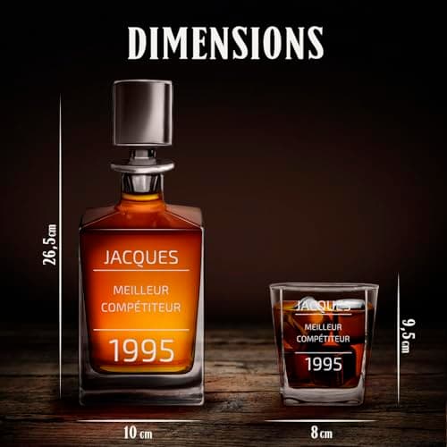 Maverton Set Whisky personnalisable - Ensemble de Carafe en verre de 810 ml et 2/4 / 6 verres de 250 ml pour lui - meilleur copain - Service Whiskey pour papa - Cadeau anniversaire homme - Année