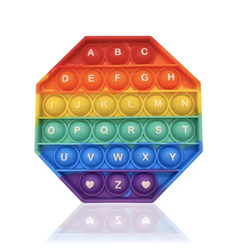 LAPONO Pop It Fidget Toys Popit Push Bubble Poppers Silicone de Première Qualité Couleur Arc en Ciel Jouet Sensoriel pour Soulager Le Stress d'adulte Enfant Presser Jeux Octogone avec Lettres