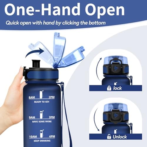 Vikaster Gourde Sport, Bouteille d'eau 1000ml, sans BPA, Étanche & Réutilisable, Water Bottle Ouvrir en un Clic, Convient Pour la Yoga, le Gym, le Camping, Gourde Randonnée