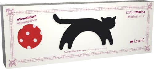 LESCHI Coussin chauffant - Bouillotte micro-ondes - Animal : chat rouge à pois - Bouillotte graines de blé bio souple - Idéal pour se réchauffer en hiver et tensions au niveau cou, épaules, nuque