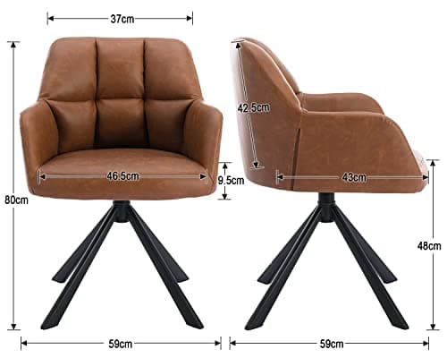 Wahson Chaise de Bureau, Fauteuil de Bureau en Cuir PU Fauteuil Bureau avec Pied Métal, Chaise Bureau Erconomique pour Salon et Chambre, Marron