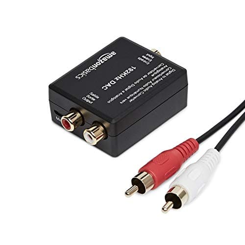 Amazon Basics Convertisseur numérique optique coaxial vers audio analogique RCA, 192 kHz, acrylonitrile butadiène styrène, 2 x 1.6 x 1 inches
