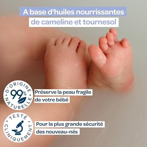 BIOLANE - Huile de bain relaxante - Pour le bain de bébé - Nettoie en douceur - Apaise - 99% d'ingrèdients naturels - 150ml - Fabriqué en France