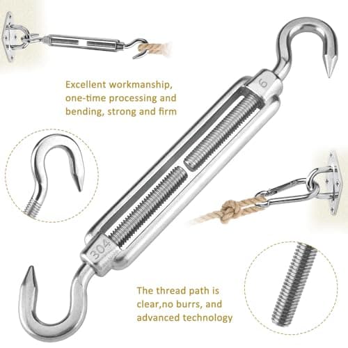 LPAOIS Kit de Fixation Voile d'ombrage,44Pcs Kit de Montage Fixations d'ombrage de Voile,Acier Inoxydable 304 Kit Accessoires de Fixation de matériel,Kit de Fixation pour Voile de Jardin pour Jardin