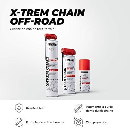 IPONE - Graisse de Chaîne Ultime pour Moto Tout-Terrain X-trem Chain Off-Road – Résiste aux conditions extrêmes - Cross-Enduro – Pulvérisation précise – Diffuseur Multi-positions 750 ml