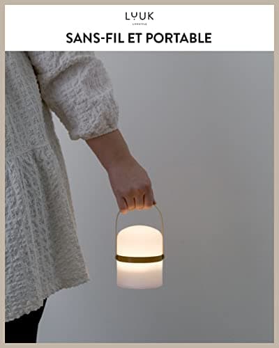 LUUK LIFESTYLE Grande lanterne design pour extérieur et intérieur, décoration moderne, rechargeable et portable, en orange curry mat