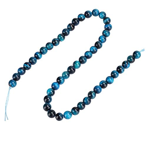Perles bleues d'oeil de tigre, perles d'espacement rondes de pierre gemme de pierre naturelle pour l'accessoire de fabrication de bracelet de bijoux à bricoler soi-même(8mm【48pcs/string】)