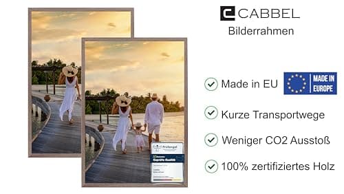 CABBEL Lot de 2 cadre photo 50x70 Cadre en bois MDF avec verre acrylique incassable en Chêne foncé