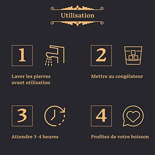 GOURMEO Stéatite Naturelle-Glaçons Réutilisables, Whisky, Pierres Froides-Ensemble de 9 pièces, Terre, 2, 2