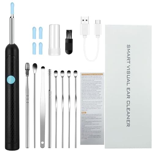 Otoscope Oreille, Nettoyeur Oreilles Adulte les avec Lentille 3.5mm et 6 LED, Miroir Auriculaire 360° Grand Angle Ear Cleaner pour iOS, Android et iPad