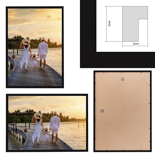 CABBEL Lot de 1 cadre photo 50x70 Cadre en bois MDF avec verre acrylique incassable en Noir
