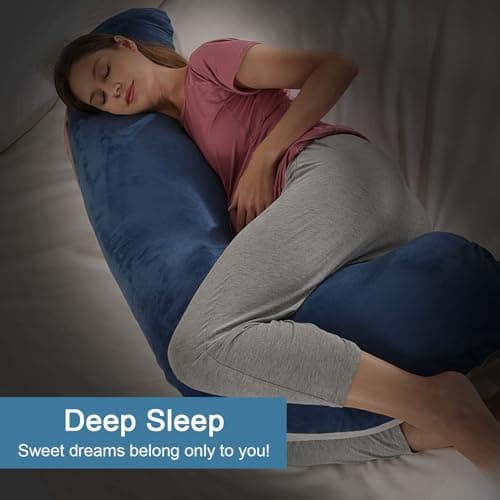 Coussin de Grossesse pour Dormir, Oreiller de Grossesse pour Femme Enceinte en Forme de J Support Coussin d'allaitement et Coussin de Maternité avec Housse Lavable et Remplable, Velours Bleu Gris