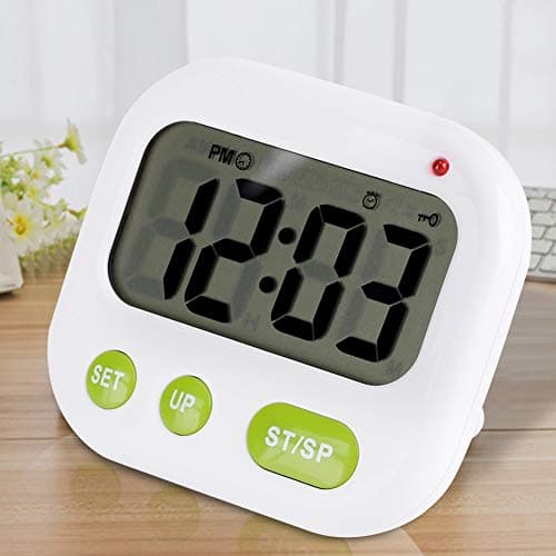 Fdit Réveil Digital Double Alarme Horloge Numérique Minuterie Electronique LCD Musique Vibration avec Rétro-éclairage Lumière de Nuit