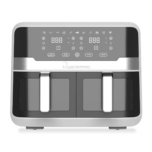 MasterPRO Rocket Duo 900 - Friteuse double 9 litres 2400w - Contrôle de la durée et de la température - Affichage numérique - Paniers en aluminium faciles à nettoyer - Contrôle par smartphone